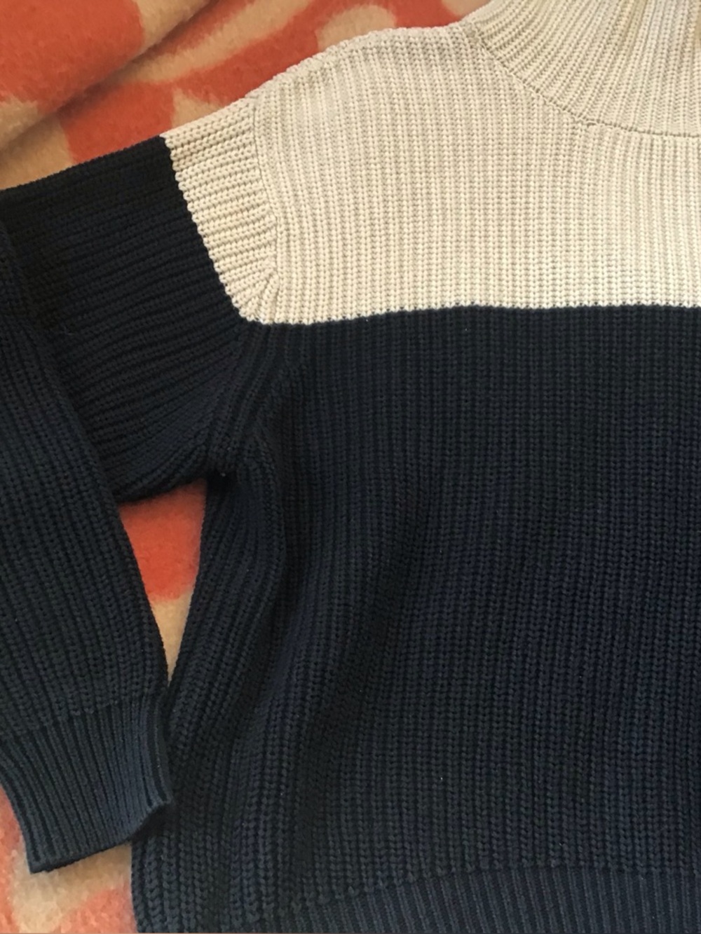 French Connection Two-Tone Turtleneck Ribbed Sweater - Picture 2 of 2